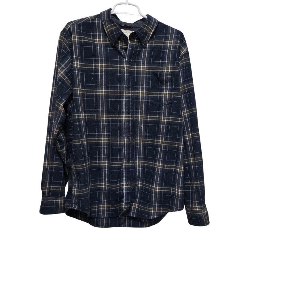 Weatherproof Vintage Plaid Flannel Shirt Men's Large Blue Button Front
